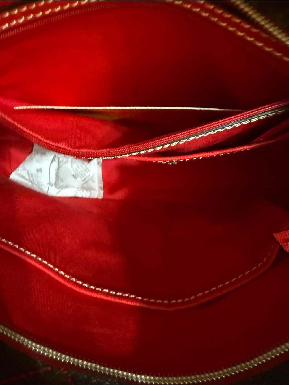 Dooney & Bourke DB Monogram Tote Bag NWT Brown Red Shopper w Zip Pouch - Picture 12 of 17